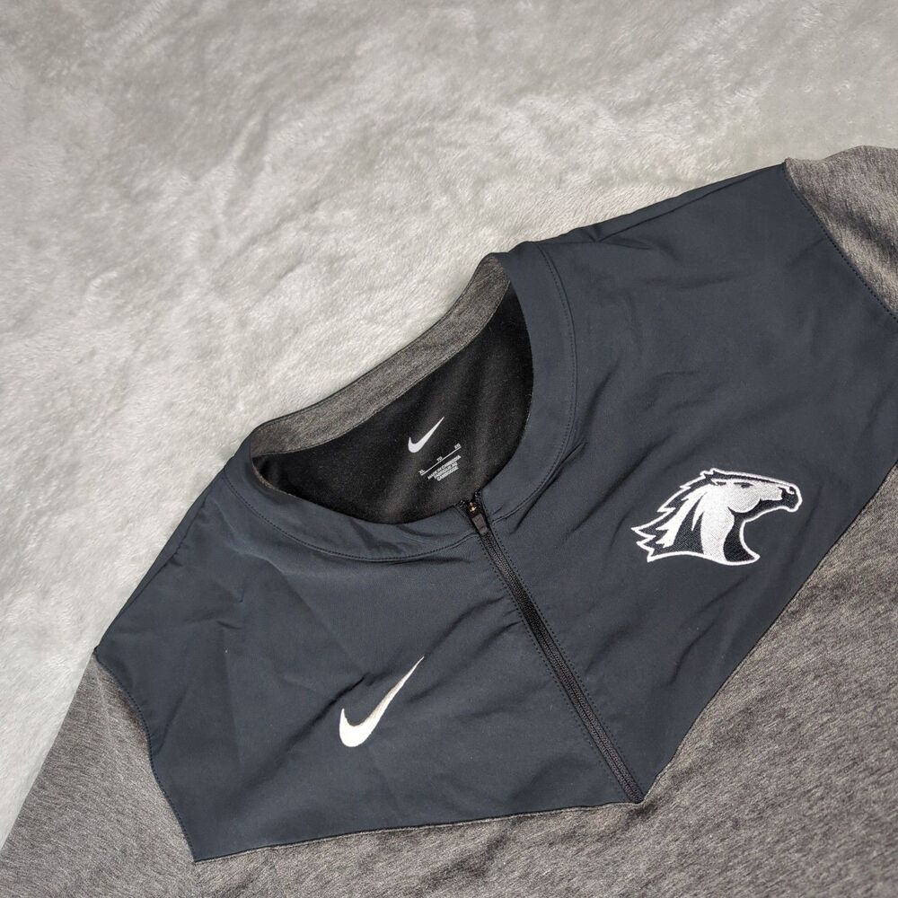 Nike Mens XL Dri-Fit Short Sleeve 1/4 Zip Pullover Shirt Gray Bronco Coach Top